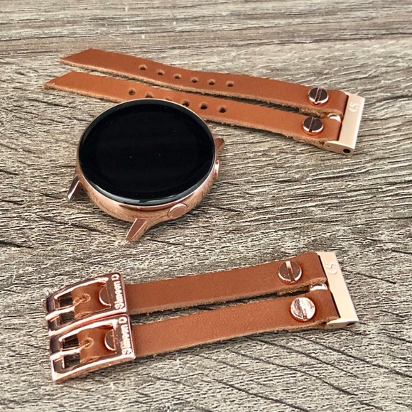Brown Leather Double Strap Galaxy Active Band